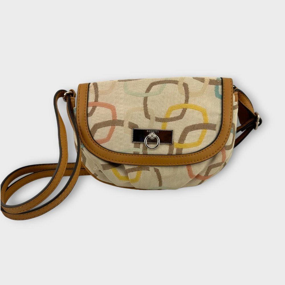 Rossetti Crossbody Bag Adjustable Strap Cream and Brown Handbag